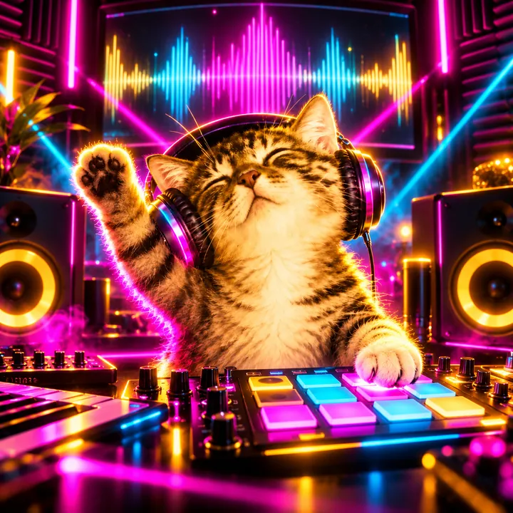 DJ Cate producing a track at her drum pads