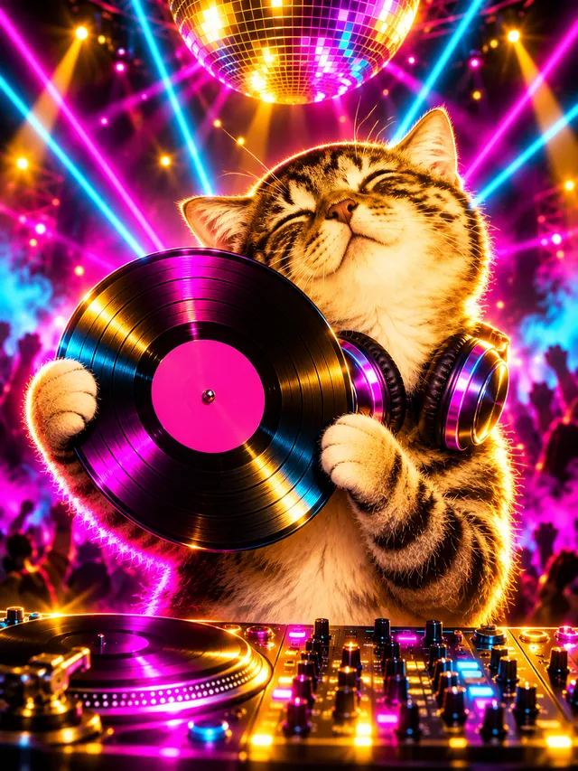 DJ Cate holding a vinyl record